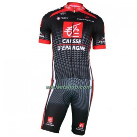 Fietskleding (Fietsshirt + Korte Koersbroek) Caisse d`Epargne - Rood Zwart